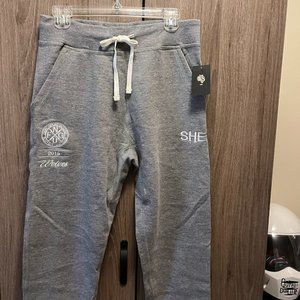 DARC SPORT SHE jogger sweatpants, GRAY, size MEDIUM, EMBROIDERED DETAILS